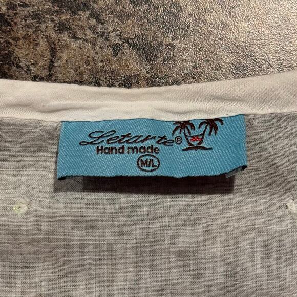 Letarte Swim Cover Up Sheer Sequin Boho Cottage Coastal Hippie Beachy White M/L - Picture 3 of 10